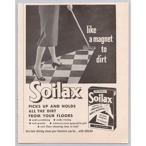 1956 SOILAX Linoleum Cleaner No Rub No Rinse Woman High Heels Mop Vtg PRINT AD - Picture 1 of 1