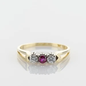 0.07 ct Ruby Ring with Diamonds in 14K Yellow & White Gold - Picture 1 of 5