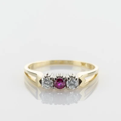0.07 ct Ruby Ring with Diamonds in 14K Yellow & White Gold - Image 1 of 4