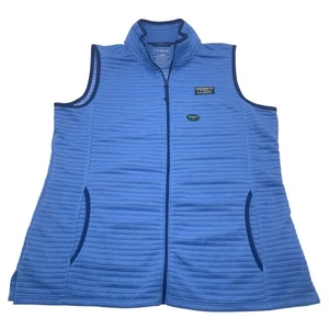 LL Bean Womens Blue Air Light Vest Puffy Ribbed Full-Zip Running Hiking Large - Picture 1 of 6