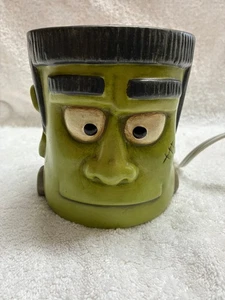 Vintage Halloween Frankenstein Monster Face Ceramic Lights Up WORKS! MM - Picture 1 of 8