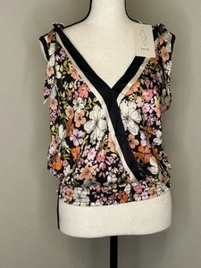 Top Joie Sin Mangas Diseño Floral Multicolor Cintura Ajustada Corbata Detalles Nuevo con Etiquetas Xs - Imagen 1 de 7