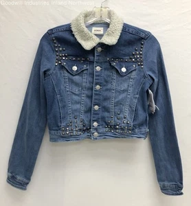 NWT Girl's Hudson Blue Button-Up Studded Jean Jacket Size XL - Picture 1 of 6