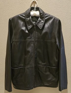 Enjoy Genuine Leather Jacket Used Women Black Size 42  - Picture 1 of 12