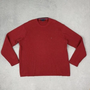 Vintage Tommy Hilfiger Pullover Herren XXL Rot Rippstrick Preppy Crest 90s Y2K EUC - Bild 1 von 7