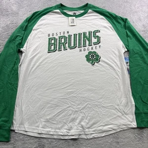 Boston Bruins NHL Shamrock Long Sleeve Tshirt Men’s Size XL White And Green Alt - Picture 1 of 5