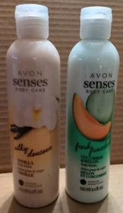 Lot Avon Senses Silky Douceur Vanilla & Cucumber / Melon Body Lotion 8.4 oz ea - Picture 1 of 7
