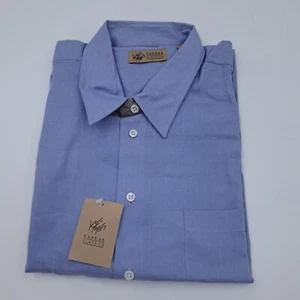Camisa VINTAGE Lord & Taylor Grande Azul Lino Manga Larga Botón Informal Clásica - Imagen 1 de 6