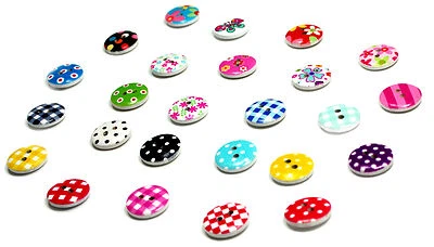 20 bunte Kinderknöpfe farbig bedruck in vielen Mustern, Restposten/ Top-Sale - Bild 1 von 4