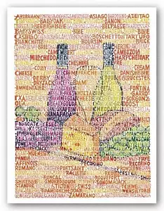 KUNSTDRUCK Wein und Käse Paarungen L.A. Pop Art 36x28 - Bild 1 von 1