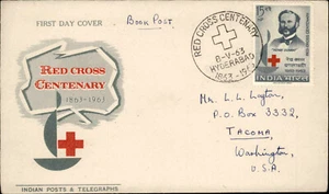 1963 INDIEN First Day Cover Brief Briefmarke Stamp INDIA FDC Red Cross Centenary - Bild 1 von 2