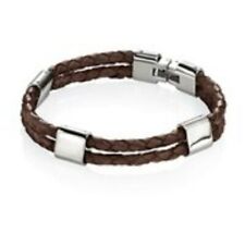 Fred Bennett Adventurer Brown Leather and Stainless Steel Bracelet - B3671 - New