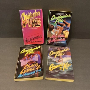 Vtg Christopher Pike Book Lot of 4 Last Vampire 2 Give Me A Kiss Chain Letter 2  - Picture 1 of 12