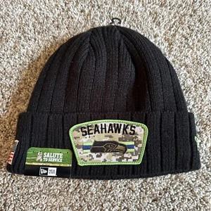 New Era Seattle Seahawks Beanie 2021 Salute to Service Camo Cuffed Knit NFL Hat - Picture 1 of 5
