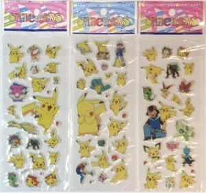 Vtg Pokemon Pocket Monsters Puffy Sticker Lot of 3 Packs JF-1091 JF-1092 JF-1093 - Picture 1 of 9