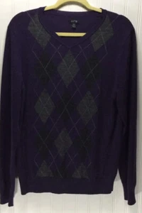APT.9 Strickpullover Herren Größe M lila Argyle-Print V-Ausschnitt - Bild 1 von 6