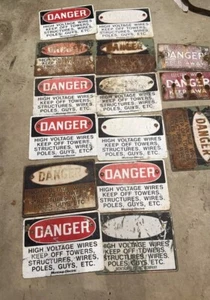 25 Vintage metal, electric warning signs lot3 - Picture 1 of 2