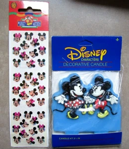 Candela Buon Compleanno Topolino e Minnie con Adesivi Sandylion Disney - Foto 1 di 4