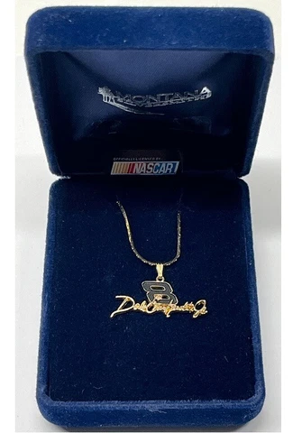 #8 Dale Earnhardt Jr. - Gold & Black - Number and Signature Necklace - NASCAR Cover