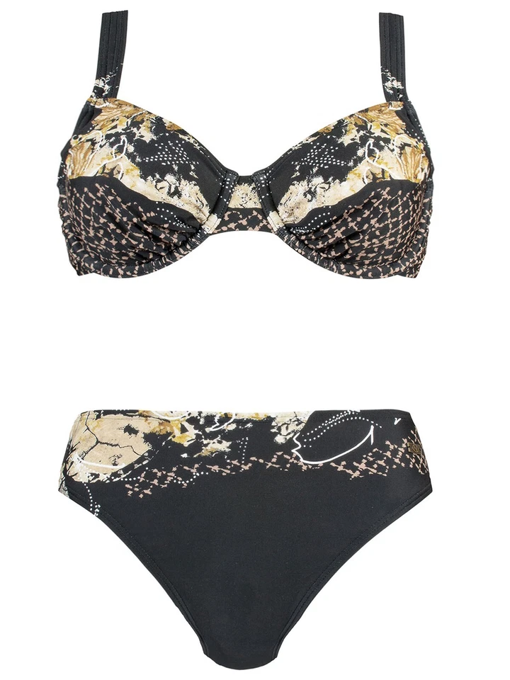 Conjunto de bikini con cable estampado negro Ex Naturana para damas - talla 10/32B Foto 1 de 1