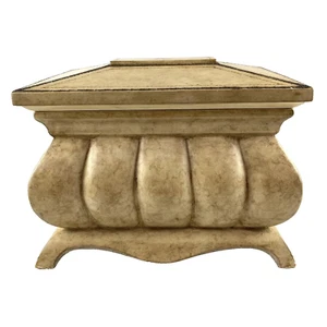 VTG Maitland-Smith LG Beige Carved Decorative Box w Hinged Lid Pattern Design - Picture 1 of 13