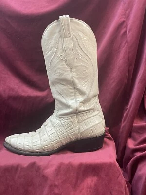 Botas masculinas vintage off white cowboys rodeio feitas no México tamanho 9,5 crocodilo - Imagem 1 de 4
