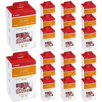 Lote de 3 tintas y 108 papeles color KP-108IN para Canon Selphy CP910 CP1200 CP1300 Foto 1 de 4