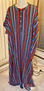 Kaftan Striped White Women's Men's Unisex New Cotton Light Weight Black Red Blue - Picture 1 of 4