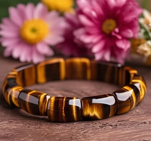 Natural Tiger Eye Crystal Gemstone Beads Stretch Bracelet Father's Day Gifts - Picture 1 of 4