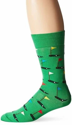 Hot Sox Men's Golf Socks Casual Crew Novelty Sock Green Shoe 6-12.5 NEW Rare NWT - Image 1 of 4