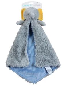 Carter's Security Blanket Elephant Gray Blue Yellow Lovey Infant Baby Boys NWT - Picture 1 of 4