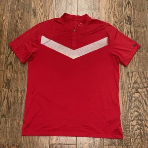 Mens Nike Tiger Woods Vapor Dri-Fit Blade RED Henley Golf Shirt Size. Large - Picture 1 of 3