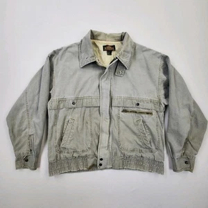 Vtg 90s Greatland Outerwear Distressed Duck Canvas Bomber Tour Jacket Men Sz L - Picture 1 of 17