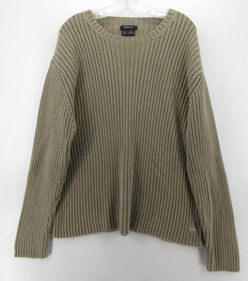 Suéter DE COLECCIÓN DKNY Hombres XXL Beige Taupe Pullover Acanalado Tejido Clásico Raglán Y2K Foto 1 de 4