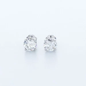 1/2 Carat E VS2 Round Brilliant Natural Certified Diamonds 14k Gold Earrings - Picture 1 of 9