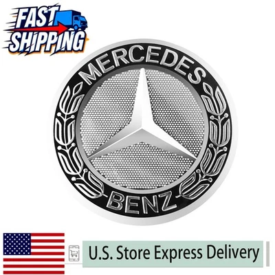 4PCS For Mercedes Benz Wheel Center Caps Emblem SLIVER/Black 75mm Rim Hub Cover - Image 1 of 4