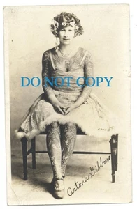 TATTOO RPPC - TATTOOED LADY Artoria Gibbons ca1920s RPPC - Rare - Picture 1 of 2