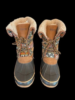 Khombu Women’s Maya Brown Winter Boots Faux Fur Lined Southwest Print Size 8M - Image 1 of 4
