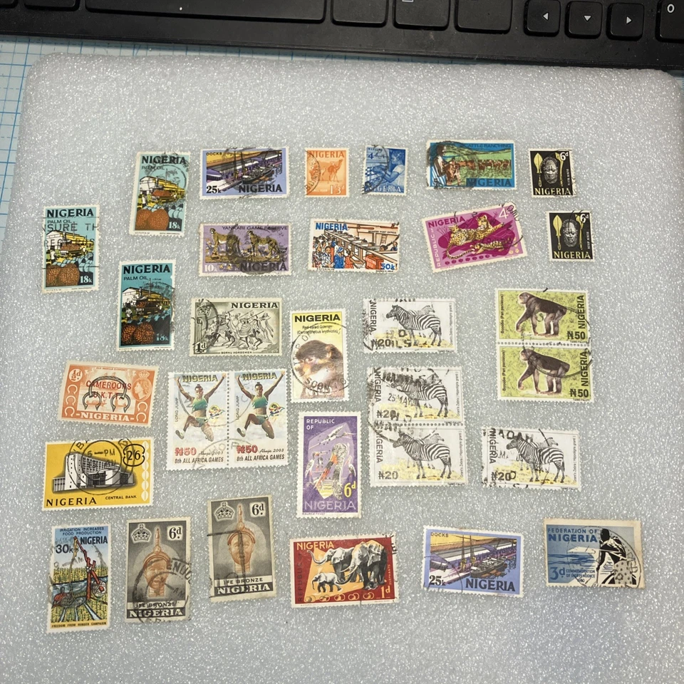 30+ Used Vintage/Cancelled Nigeria Postage Stamps; 1960-1985. Nice Deal- Look. - Image 1 of 4