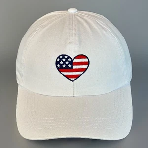 Cappello cuore bandiera americana bianco USA 4 luglio regolabile strapback berretto baseball - Foto 1 di 12