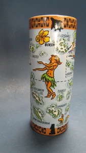 MunkTiki Map Tiki Mug by Rog Hudnut Polynesia Maps w Tapa Border VGC Hula Girl - Picture 1 of 14