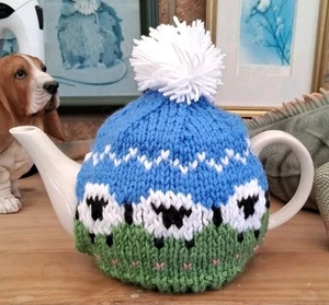 Hand Knitted Multi-Coloured Sheep Tea Cosy For A Medium Teapot (4 - 6 CUP) - Picture 1 of 4