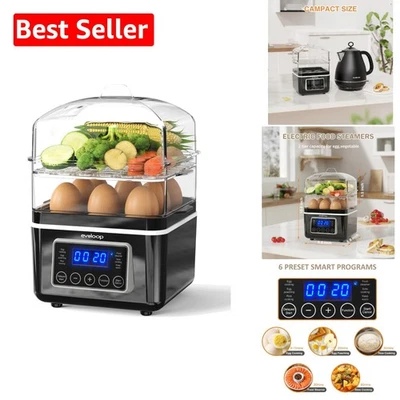 Vaporizador de alimentos eléctrico de 2 niveles, cocina múltiple y fabricante de huevos para verduras sin BPA de 4 cuartos Foto 1 de 4