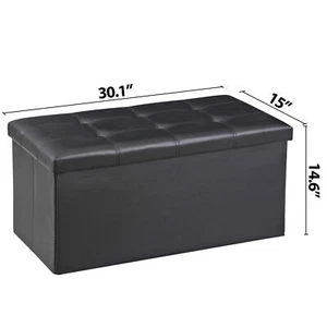 Black Folding Storage Ottoman 30" Storage Bench For Bedroom Hallway Storage Use - Picture 1 of 24