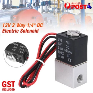 12V DC Electric Solenoid Air Valve 1/4" 2 Way Pneumatic Aluminum Gas Liquid Wire - Picture 1 of 12