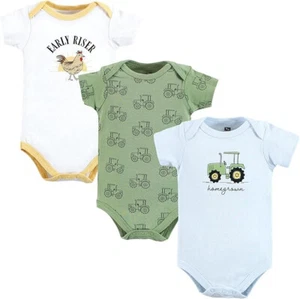 Hudson Baby 3 Bodysuits Tractor Series Age 0-3 Months New 100% Cotton 3 Snap FS - Picture 1 of 5