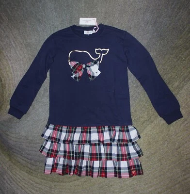 Vineyard Vines Girls Poplin Sweatshirt Long Sleeve Dress - Size M - NWT - Image 1 of 4