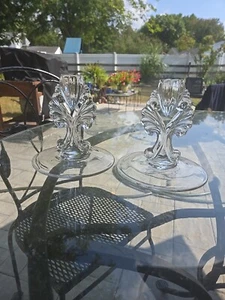 Martinsville Glass Candlesticks Janice Art Deco Set Of 2 - Picture 1 of 18
