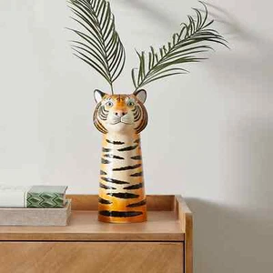 New Stunning Ceramic Tiger Head Vase 30cm Home Decor M-21 - Picture 1 of 3