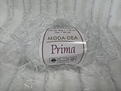 Moda Dea yarn PRIMA White super soft eyelash - 75m 82 yd 1.76oz nylon/polyester - Image 1 of 3